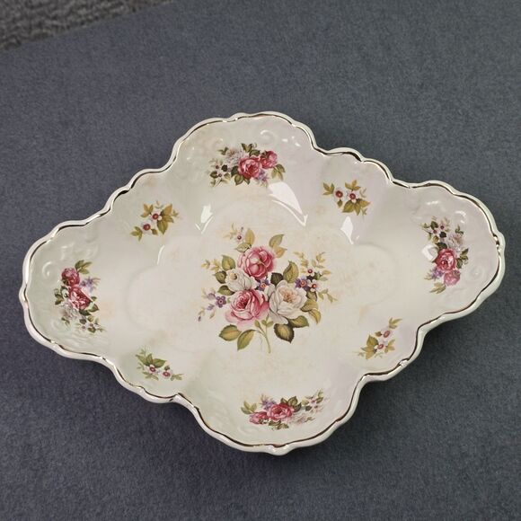 James Kent Old Foley Harmony Rose Scalloped Porcelain Plate Gold Trim Vintage - Picture 11 of 12